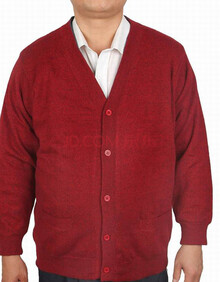 中老年羊毛衫女士<em>开衫</em>妈妈装<em>加厚</em>红色唐装<em>羊绒</em>