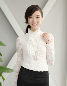 A 2012韩版高领蕾丝冬<em>女式打底衫长袖</em>修身荷