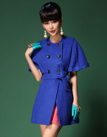 Caynova冬装新款前<em>开衫</em>圆领毛呢斗篷<em>大衣</em>女款