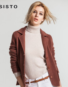 品年货 ESISTO秋冬女新款!100%<em>纯羊绒开衫</em>毛