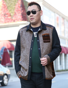 <em>卡门凯思 加肥加大男装</em>夹克衫 特大码商务休闲