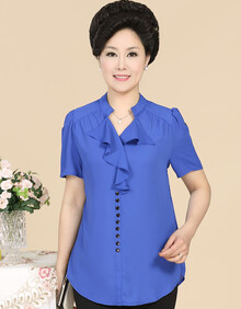 中老年女装<em>夏装</em>短袖衬衫中年<em>女夏装</em>妈妈装老年