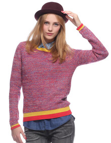 艾格ES 2013秋季新款女装 <em>彩线</em>混织<em>圆领</em>长袖