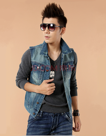 衣思凡ESF韩版春夏<em>男款牛仔马甲</em>上衣系扣修身