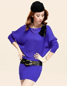 卡璐琳兰 2013秋冬新款<em>大码</em>宽松蝙蝠袖针织毛