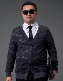 大码男装<em>货到付款</em> 针织<em>开衫</em>加肥加大胖子商务