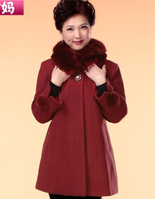 甜妈 中老年女装<em>毛呢外套大衣</em>时尚<em>妈妈装</em>秋冬