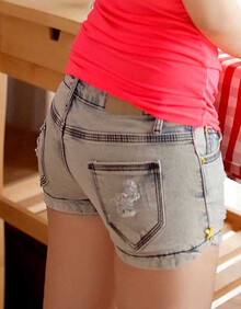 巫卡卡<em>牛仔短裤女夏</em>韩版潮紧身包臀街头修身显