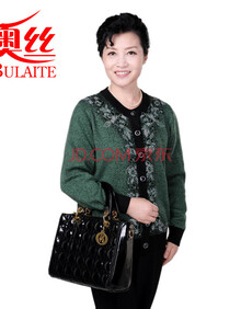 奥丝布莱特 中老年人 女士 <em>羊绒</em>衫 <em>玫瑰花</em>纽扣开