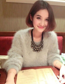 红梅桥 新款长毛貂绒衫 <em>女水貂绒毛衣</em> 套头短款