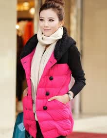 清新怡人 2014年中长款<em>大码</em>羽绒<em>丝棉马甲</em>潮 女