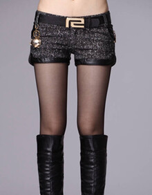 薇薇陈品冬季PU<em>皮短裤 女秋</em>冬装韩版打底裤 热