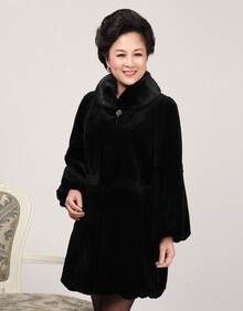 珍妮璐 <em>中老年</em>皮草<em>外套</em>女 海宁整水貂皮大衣 中