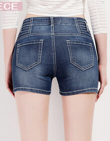 YECE 2014春秋款<em>女士</em>复古高腰<em>牛仔短裤夏</em> 显