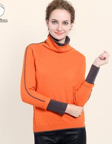 圣诞狂欢季 煦吉绒2013<em>女士</em>新款双层<em>领毛衣</em> 撞