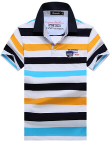 简洁贵气<em>伯思凯</em>夏季男装新款上市时尚翻领条纹