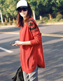 2013秋冬新品韩版宽松<em>大码</em>针织衫<em>中长款套头</em>