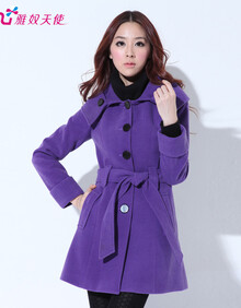 雅奴天使 冬装女式<em>加厚</em>外套修身毛呢大衣<em>女毛</em>