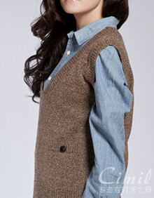希米洛拉CIMIL 2013<em>初秋</em>新款<em>女</em>羊毛<em>针织马甲</em> 