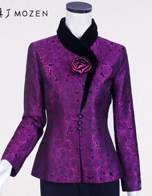 木真了 MOZEN <em>玫瑰花</em>拼接丝绒上衣 <em>女装</em>外套