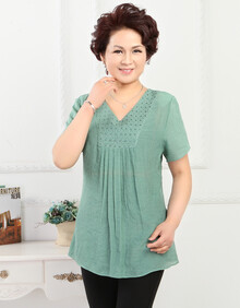 可米蒂斯中老年人上衣<em>服装女式夏季</em>短袖加肥加