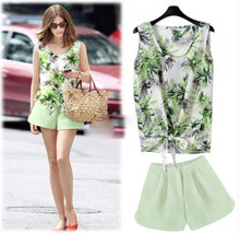 <em>货到付款</em>2014夏装新款 <em>短裤</em>套装无袖印花显瘦