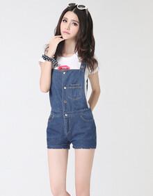 2014新款韩版牛仔背带裤<em>连体裤吊带短裤</em>女X1