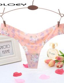 美女女士新品性感t字半包翘臀带毛蕾丝大码无痕内裤性感丁字裤女冰丝