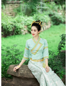 素琼时尚复古傣族服装女云南西双版纳民族风小娘惹装复古旅游日常套装