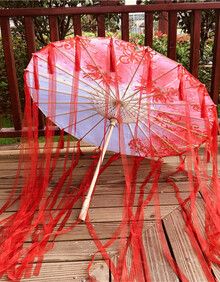 古代女子古装汉服油纸伞 摄影走秀道具伞防雨飘带伞古风伞流苏伞 彼岸