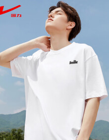 回力短袖t恤男夏季休闲宽松圆领速干棉百搭上衣男装白色XL