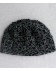 冬季女款保暖帽加厚手工帽子【貂绒梅花双层包头帽】 黑灰 m(56-58cm)