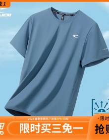 赛琪速干短袖T恤男2024夏季新款男士运动健身冰丝速干衣t恤男装 蓝色 XL