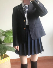 日本秋冬西式外套jk制服西装套装女高中生学生校服班服藏蓝色上衣