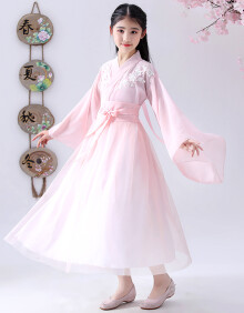 新品13小孩子古代衣服9儿童汉服11汉服女童女童汉服中国风儿童仙女古装超仙春装淡雅古风夏季飘逸岁w 浅粉色【收藏加购 优先发货】 160cm【收藏加购...