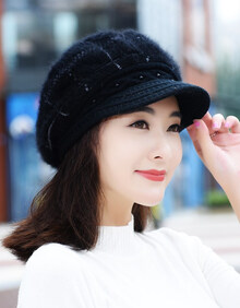 适合短发带的帽子冒子戴的帽子冬天圆脸女士韩版秋冬天针织鸭舌贝