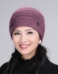 冬季老太太帽子冬帽女款老人帽奶奶兔毛线春秋针织帽婆婆帽妈妈帽冒孑