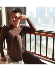 男士薄款保暖内衣套装竹纤维弹力紧身打底衫 秋衣秋裤 性感免穿内裤