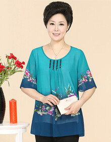 妆汝 2016夏装新款女装短袖T恤妈妈装中年女