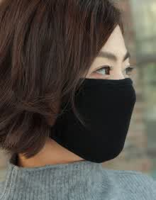 韩版纯色舒适莫代尔口罩女冬季加大骑行防寒保暖透气纯棉口罩 纯黑色
