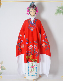 戏剧戏曲女披水袖古装大小姐青衣服装京剧花旦越剧旦角女对披 红色