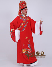 小生服装 古装四大才子 唐伯虎梁山伯戏服 秀才 书生演出服装 红色 护