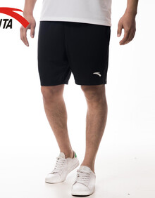 安踏（ANTA）运动短裤男五分裤夏季跑步健身足球篮球训练休闲裤带口袋针织短裤轻薄透气运动裤 45732351-2 黑色（有口袋款） XL（180/84A）适合体重70-80KG