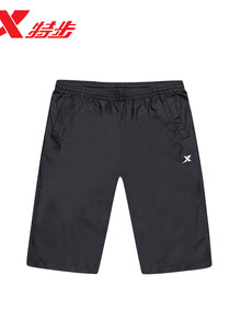 特步男装长裤男运动裤男2019新款七分裤中裤透气休闲跑步裤子男R 黑 XL