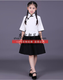 儿童民国学生装女童五四朗诵小学生合唱演出服民国风童装古装汉服