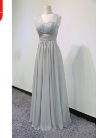 伴娘团礼服 雪纺裙香槟色姐妹团伴娘服长款姐妹裙连衣裙 晚礼服 灰色
