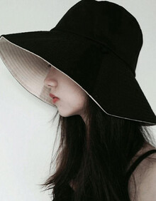 帽女夏季冷淡风大檐盆帽百搭日系遮阳防晒太阳帽 (双面款) 黑色和杏色