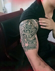 悸呓rpck巨石强森同款纹身贴男半甲花臂图腾半臂防水刺青仿真持久贴纸