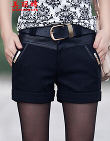 美丽嫦<em>2015秋冬</em>新款毛呢<em>短裤</em>韩版时尚百搭显