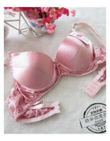 文胸仿桑蚕丝乳罩胸罩双面仿真丝有无钢圈有海绵透气舒 橡皮粉 85b 38